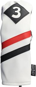 img 3 attached to 🏌️ Vintage Leather Style Retro Golf Headcovers in White, Red, and Black for 3 & 5 Fairway Wood - Classic Look