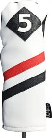 img 2 attached to 🏌️ Vintage Leather Style Retro Golf Headcovers in White, Red, and Black for 3 & 5 Fairway Wood - Classic Look