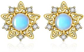 img 4 attached to 💎 Celtic Knot Moonstone Stud Earrings for Women - S925 Sterling Silver, Hypoallergenic Piercing, Sensitive Ear Studs, Trendy Dainty Irish Gifts