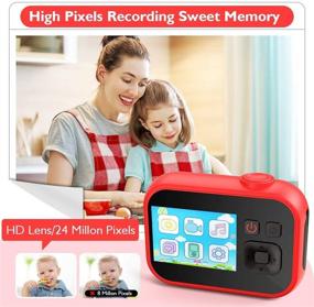 img 3 attached to 📷 Kids Camera for Girls and Boys - 2.0 Inch Screen, 24MP, 1080P Video, Camcorder, Mp3 Games, Children Cartoon Selfie Cameras Toys for Gifts - Includes 32GB Memory Card