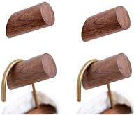 premium walnut wood wall hooks: stylish rustic coat hook 4-pack 🎩 for hanging towels, clothes & hats – heavy duty robe hook rack logo