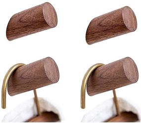 img 4 attached to Premium Walnut Wood Wall Hooks: Stylish Rustic Coat Hook 4-Pack 🎩 for Hanging Towels, Clothes & Hats – Heavy Duty Robe Hook Rack