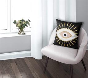 img 1 attached to FJTP Gold Foil Evil Eye: Chic Blush 👁️ Flax Cotton Throw Pillow Covers 20x20 in (Double-sided, Hidden Zipper)