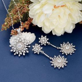 img 2 attached to EVER FAITH Sterling Snowflake Necklace Women's Jewelry in Jewelry Sets