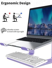 img 2 attached to Soundance Purple Laptop Stand - Aluminum Computer Riser, Ergonomic 💜 Elevator for Desk, Metal Holder Compatible with 10-15.6 Inches Notebook Computers