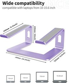 img 3 attached to Soundance Purple Laptop Stand - Aluminum Computer Riser, Ergonomic 💜 Elevator for Desk, Metal Holder Compatible with 10-15.6 Inches Notebook Computers