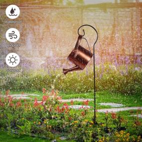 img 1 attached to 🌼 Solar Watering Can Stake Lights - Waterproof Garden Decor with LED Lights, Retro Metal Hanging Lights for Lawn Table Patio Pathway Porch Walkway Landscape - Outdoor Solar Decorative Lighting