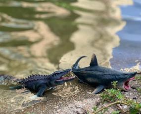 img 2 attached to 🦖 Dinosaur Toys Set: Mosasaurus and Megalodon Water Dinosaur + Great Shark, Sea Monster for Birthday Gifts, Cake Topper, Toy Collection. Ideal for Kids 3 Years Old and Up, Perfect Swimming and Bath Toy
