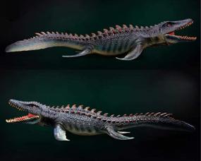 img 3 attached to 🦖 Dinosaur Toys Set: Mosasaurus and Megalodon Water Dinosaur + Great Shark, Sea Monster for Birthday Gifts, Cake Topper, Toy Collection. Ideal for Kids 3 Years Old and Up, Perfect Swimming and Bath Toy