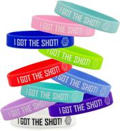 💉 grand parfums i got the shot bracelet: 10-pack covid-19 vaccinated stretch bracelets - assorted colors for adults - non-toxic silicone wristbands - vaccination identification support logo