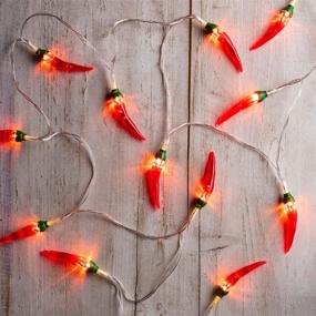 img 1 attached to 🌶️ Vibrant Red Chili Pepper LED String Lights by Lights4fun, Inc.: Battery Powered for Indoor & Outdoor Décor