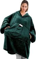 🧥 homelex dark green oversized wearable blanket hoodie: ultra-soft, warm, and cozy with giant front pocket for adults logo