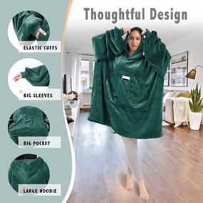 img 2 attached to 🧥 HOMELEX Dark Green Oversized Wearable Blanket Hoodie: Ultra-Soft, Warm, and Cozy with Giant Front Pocket for Adults