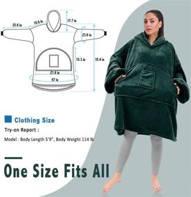 img 1 attached to 🧥 HOMELEX Dark Green Oversized Wearable Blanket Hoodie: Ultra-Soft, Warm, and Cozy with Giant Front Pocket for Adults