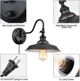 img 2 attached to 🔦 TRLIFE Dimmable Gooseneck Wall Sconce - Plug in Swing Arm Wall Lights with On/Off Switch, E26 Base - UL Listed