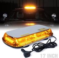 xprite 17-inch 44 led amber mini bar strobe light: high intensity emergency hazard flashing yellow warning lights with magnetic base for trucks, construction vehicles, and cars - law enforcement approved logo