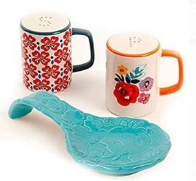 img 3 attached to 🥄 The Pioneer Woman Turquoise Flea Market Spoon Rest & Salt And Pepper Set