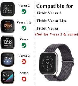 img 1 attached to Регулируемая серая плетеная нейлоновая резинка для Fitbit Versa 2 / Versa / Versa Lite / Versa 👍 SE, мягкий спортивный ремешок для замены, подходит для женщин и мужчин - совместима с браслетами Fitbit Versa 2.