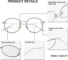 img 1 attached to 💙 Очки с блокировкой синего света Versol Round: стильные ретро-очки с металлической оправой для компьютера для мужчин и женщин, снижающие напряжение и усталость глаз.