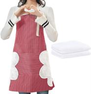 versatile women's waterproof kitchen apron with adjustable bib, pockets, side towels, and dishcloths логотип