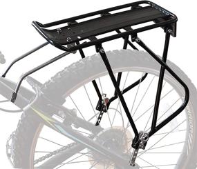 img 4 attached to 🚲 Bike Cargo Rack with Bungee Cargo Net and Reflective Logo: Adjustable Bicycle Rear Luggage Touring Carrier Racks, 55lbs Capacity - Perfect for Mountain, Road, and Touring Bikes (26"-29" Frames)