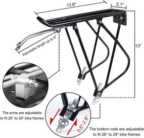 img 3 attached to 🚲 Bike Cargo Rack with Bungee Cargo Net and Reflective Logo: Adjustable Bicycle Rear Luggage Touring Carrier Racks, 55lbs Capacity - Perfect for Mountain, Road, and Touring Bikes (26"-29" Frames)