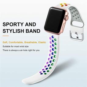 img 3 attached to 🌈 Леробо 3-пачка спортивных ремешков: Мягкий силиконовый ремешок для Apple Watch 40мм/41мм/38мм - Воздухопроницаемая замена браслета для iWatch серии 7 6 5 4 3 2 1 SE, Женщины Мужчины, Размер S/M.