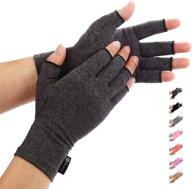 🧤 duerer arthritis compression gloves for women and men - relieve rsi, carpal tunnel, rheumatoid, tendonitis - ideal fingerless gloves for computer typing and daily work (black, m) логотип