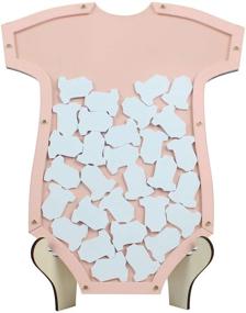 img 4 attached to 🎀 PAPA LONG Pink Baby Shower Guest Book with Wooden Onesie Frame and 40pcs White Wood Cutouts – Perfect Baby Girl Shower Decorations