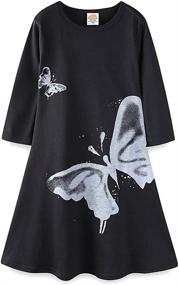 img 4 attached to 👗 LittleSpring Girls Autumn Casual Butterfly Maxi Dress for Swing