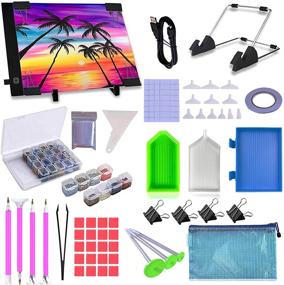 img 4 attached to 💎 59 Pcs Diamond Painting A4 LED Light Pad Kit - Complete 5D Diamond Painting Tool Set for Adults and Kids - Includes Storage Case, Pens, Stand, Pad Board, and More