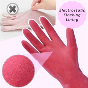 img 1 attached to 🧤 Reusable Latex Gloves with Lining - 18 Inches, Set of 2 Pairs, by Cleanbear: Ideal Dishwashing Rubber Gloves