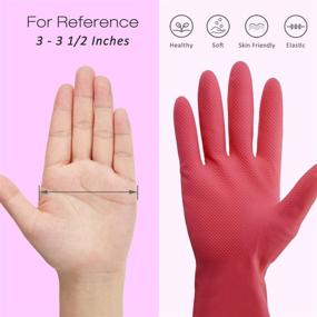 img 2 attached to 🧤 Reusable Latex Gloves with Lining - 18 Inches, Set of 2 Pairs, by Cleanbear: Ideal Dishwashing Rubber Gloves