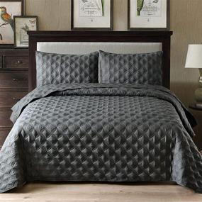 img 4 attached to 🛏️ Premium King Size Quilt Set with Pillow Shams - Ellispe Quilted Bedspread/Coverlet/Bed Cover (96x104 Inches, Steel Grey) - Soft, Lightweight, and Reversible - Exclusive Mezcla Design