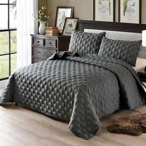 img 3 attached to 🛏️ Premium King Size Quilt Set with Pillow Shams - Ellispe Quilted Bedspread/Coverlet/Bed Cover (96x104 Inches, Steel Grey) - Soft, Lightweight, and Reversible - Exclusive Mezcla Design