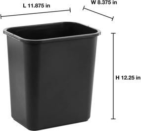 img 3 attached to Space-Saving Black Trash Wastebasket for Office, Kitchen, and Dorm – 13 🗑️ Quart / 3.25 Gallon Capacity, Under Desk and Narrow Spaces, Easy to Clean