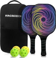 🥒 kindacoool pickleball paddles set of 2 - includes 4 pickleball balls and 1 carry bag - graphite fiberglass surface, polypropylene honeycomb core логотип