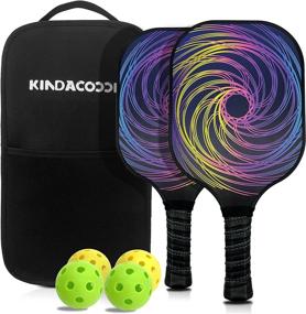 img 4 attached to 🥒 Kindacoool Pickleball Paddles Set of 2 - Includes 4 Pickleball Balls and 1 Carry Bag - Graphite Fiberglass Surface, Polypropylene Honeycomb Core