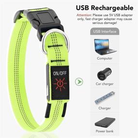 img 2 attached to 🐶 Flashseen LED Dog Collar - USB Rechargeable & Safety Reflective for Small Medium Large Dogs (Green, Large Size)