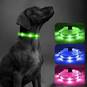 img 4 attached to 🐶 Flashseen LED Dog Collar - USB Rechargeable & Safety Reflective for Small Medium Large Dogs (Green, Large Size)