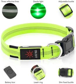 img 1 attached to 🐶 Flashseen LED Dog Collar - USB Rechargeable & Safety Reflective for Small Medium Large Dogs (Green, Large Size)