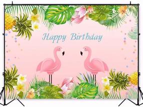 img 4 attached to 7X5Ft Pink Flamingo Birthday Backdrop Summer Tropical Pineapple Hawaiian Floral Photography Background Baby Shower Decorations Photo Booth Cake Table Banner W-1889