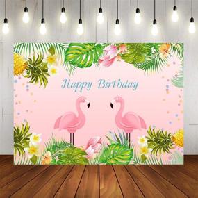 img 1 attached to 7X5Ft Pink Flamingo Birthday Backdrop Summer Tropical Pineapple Hawaiian Floral Photography Background Baby Shower Decorations Photo Booth Cake Table Banner W-1889