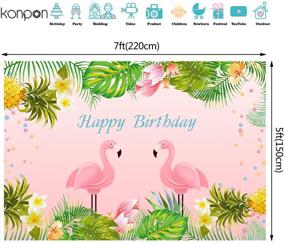 img 3 attached to 7X5Ft Pink Flamingo Birthday Backdrop Summer Tropical Pineapple Hawaiian Floral Photography Background Baby Shower Decorations Photo Booth Cake Table Banner W-1889