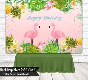 img 2 attached to 7X5Ft Pink Flamingo Birthday Backdrop Summer Tropical Pineapple Hawaiian Floral Photography Background Baby Shower Decorations Photo Booth Cake Table Banner W-1889