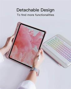 img 2 attached to 🔓 Inateck iPad Pro 11 Case with Keyboard 2020/2018 - Compatible with iPad Pro 11 Inch (1st /2nd Generation), Pink - Backlit Keyboard and Flexible Kickstand