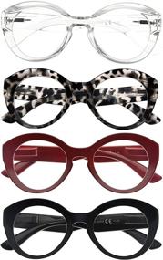 img 3 attached to Eyekepper 4-Pack Round Reading Glasses for Women | Large Frame Stylish Readers