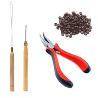 💇 professional hair extension tool kit: plier hook pulling needle with 200 micro silicone link rings beads (#5) logo