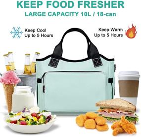 img 2 attached to Insulated Reusable Lunch Bag for Women - Large 18-can Adult Thermal Tote 🥪 with Water Bottle Holder - Leakproof Cooler Bag for Work, Beach, Picnic, Travel, School