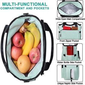 img 1 attached to Insulated Reusable Lunch Bag for Women - Large 18-can Adult Thermal Tote 🥪 with Water Bottle Holder - Leakproof Cooler Bag for Work, Beach, Picnic, Travel, School